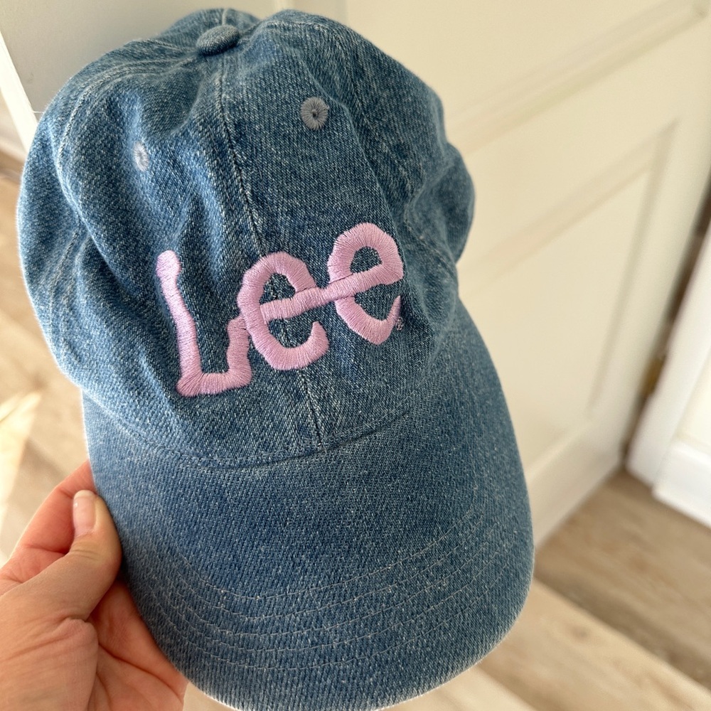 Lee x HM Blue Denim Dad Hat Cap with Light Purple Embroidery OS